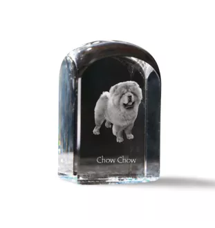 Chow Chow - Kristallwürfel mit Bild, Hundebild im Kristall, sechseckiger Papierclip von Art-Dog.