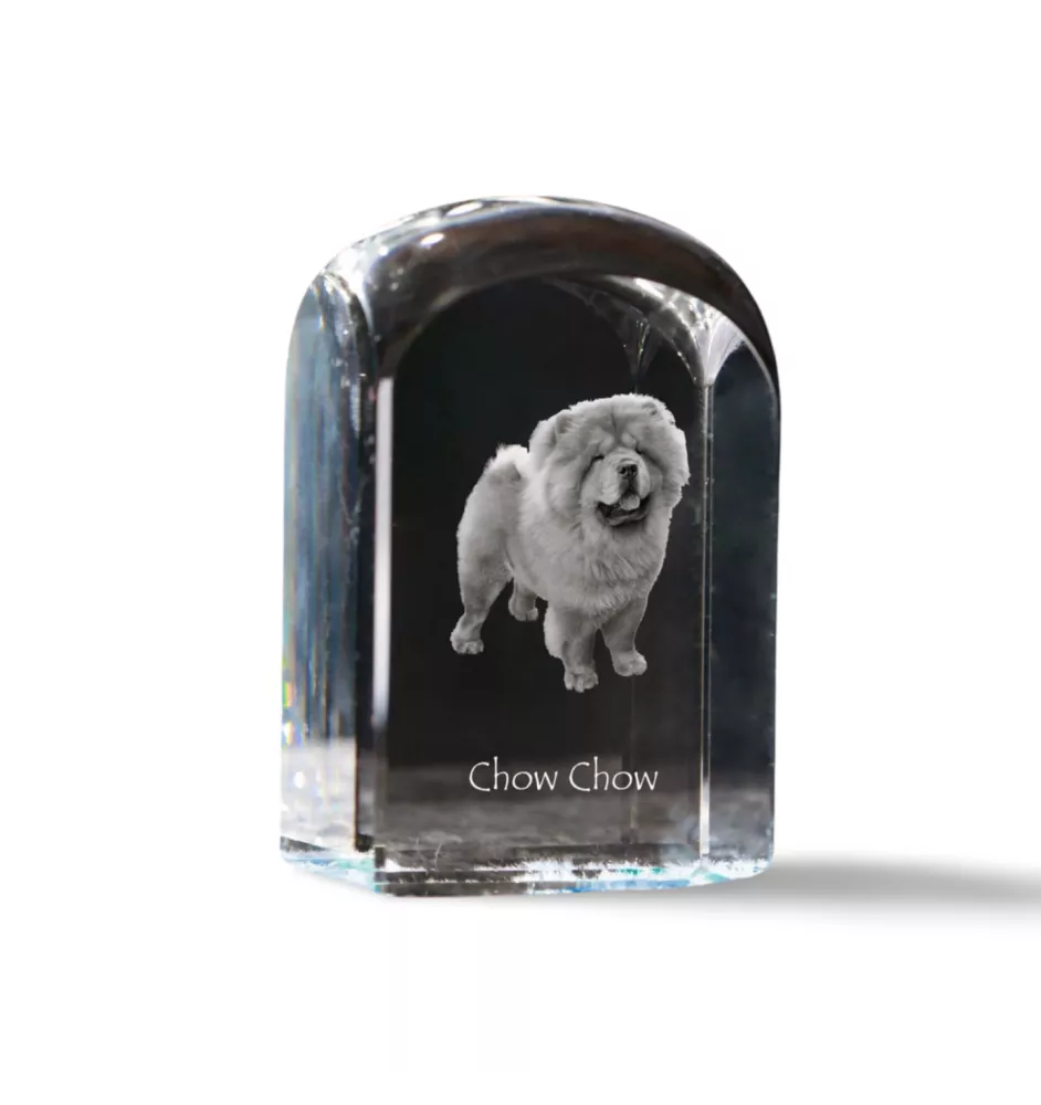 Chow Chow - Kristallwürfel mit Bild, Hundebild im Kristall, sechseckiger Papierclip von Art-Dog.