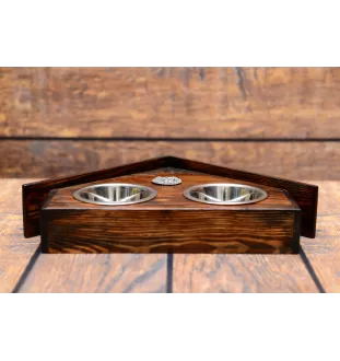 Chow Chow - wooden stand with bowls for a dog, decorative dog bowls, a gift for adopting a dog from the Art-Dog brand