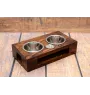 Chow Chow - wooden stand with bowls for a dog, steel dog bowls, a gift for adopting a dog from the Art-Dog brand
