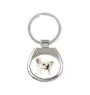 Chinesischer Schopfhund - geometrischer Schlüsselanhänger mit Foto und Aufschrift Art-Dog