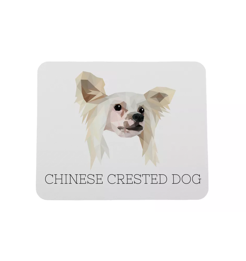 Chinese Crested Dog, Puff - geometric mouse pad with a picture and text by Art-Dog