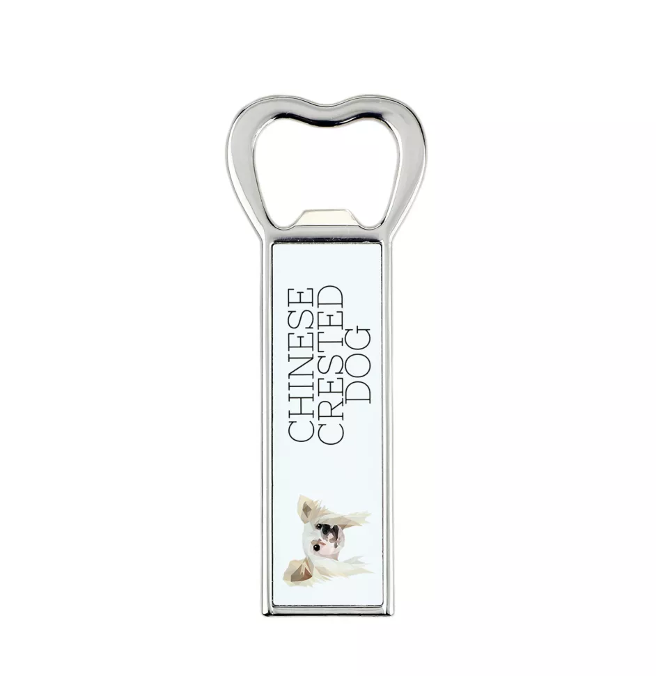 Chinesischer Schopfhund - Flaschenöffner mit Bild und Aufschrift für Bier von Art-Dog