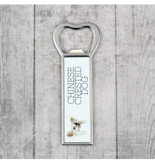 Chinesischer Schopfhund - Flaschenöffner mit Bild und Aufschrift für Bier von Art-Dog