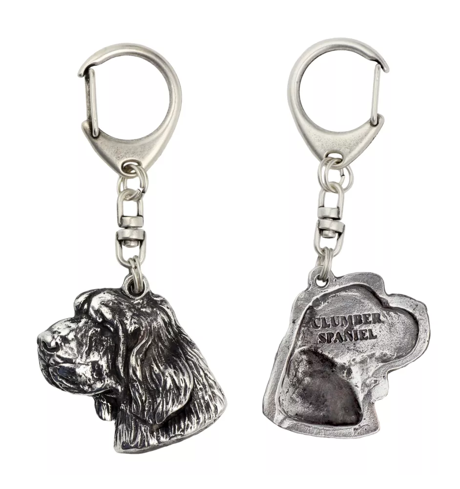 Clumber Spaniel I - Porte-clés argenté avec chien, décoration de sac à main, pendentif de sac à dos par la marque Art-Dog