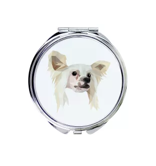 Chinese Crested Dog, Puff - mirror with a geometric design and the brand name Art-Dog