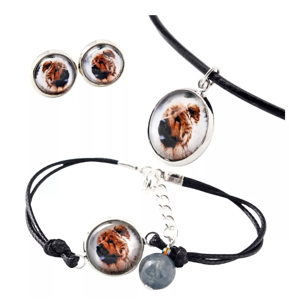 Chow Chow - a set of jewelry in a box, necklace, earrings, bracelet, products from the Art-Dog brand