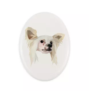 Chinese Crested Dog, Puff - a plate with a geometric design and the brand name Art-Dog