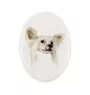 Chinese Crested Dog, Puff - a plate with a geometric design and the brand name Art-Dog