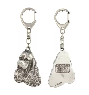 Clumber Spaniel - Porte-clés argenté avec un chien dans une boîte cadeau, décoration de sac à main, pendentif de sac à dos par la marque Art-Dog
