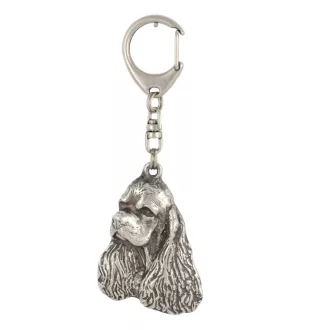 Clumber Spaniel - Silver-plated key ring with a dog in a gift box, handbag decoration, backpack pendant by Art-Dog brand