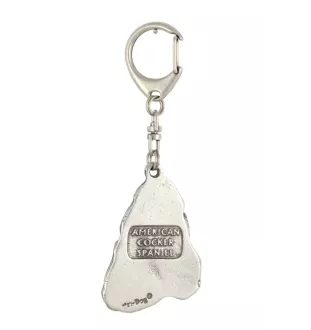 Clumber Spaniel - Porte-clés argenté avec un chien dans une boîte cadeau, décoration de sac à main, pendentif de sac à dos par la marque Art-Dog