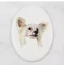 Chien chinois à crête, chien nu chinois - une plaque avec une photo et un motif géométrique de la marque Art-Dog