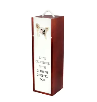 Chinese Crested Dog, Puff - geometric box with a picture and inscription for wine by Art-Dog