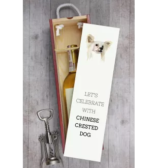 Chinesischer Schopfhund - geometrische Box mit einem Bild und Schriftzug für Wein der Marke Art-Dog