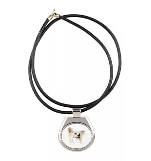 Chien chinois à crête, chien nu chinois - collier avec une photo et un motif géométrique de la marque Art-Dog