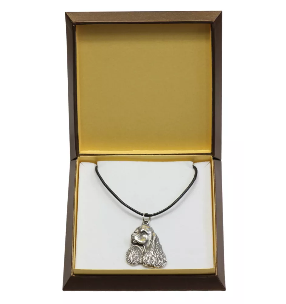 Clumber Spaniel - Dog necklace in gift box, silver-plated locket for dog fan, striking pendant by Art-Dog brand