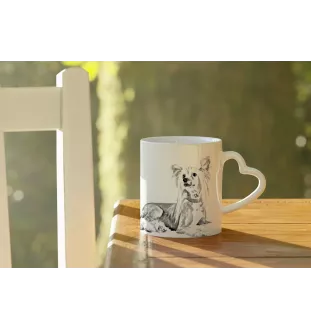 Chinesischer Schopfhund - Tasse mit Hund, entzückende Tasse mit herzförmigem Henkel, universelles Geschenk der Marke Art-Dog