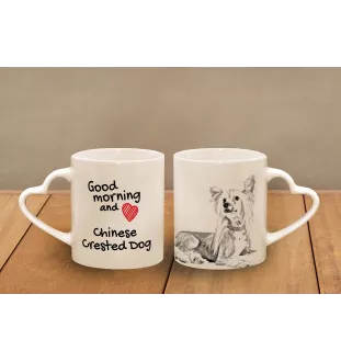 Chinesischer Schopfhund - Tasse mit Hund, entzückende Tasse mit herzförmigem Henkel, universelles Geschenk der Marke Art-Dog