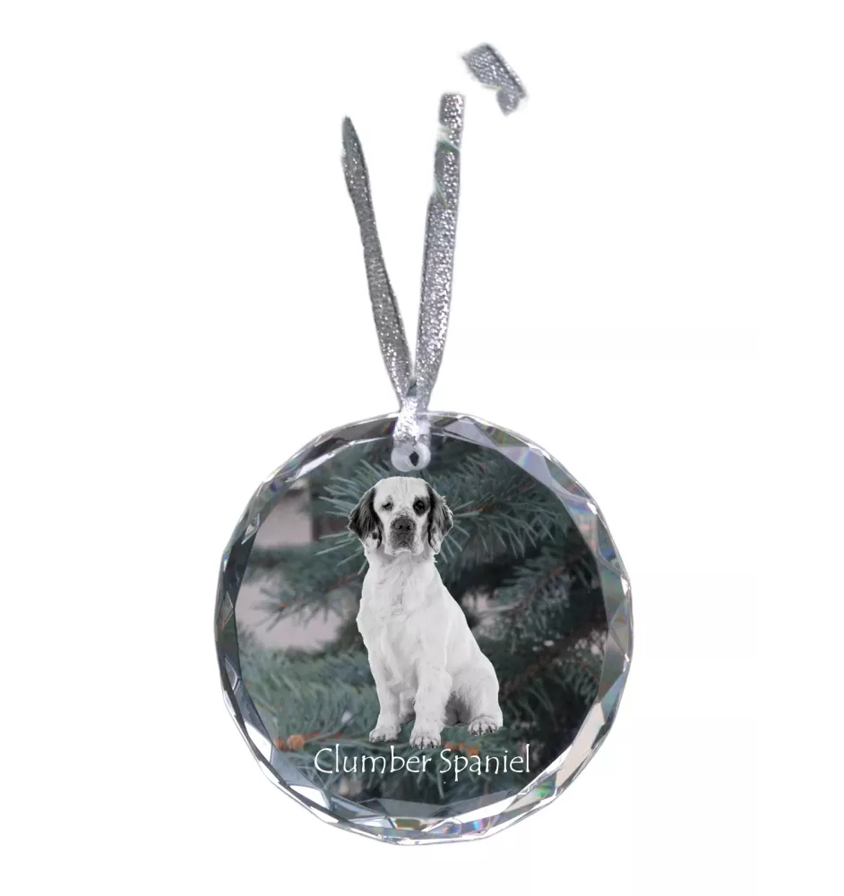 Clumber Spaniel - boule de Noël en cristal avec une photo, photo de chien dans le cristal, décoration personnalisée pour sapin de Noël de la marque Art-Dog