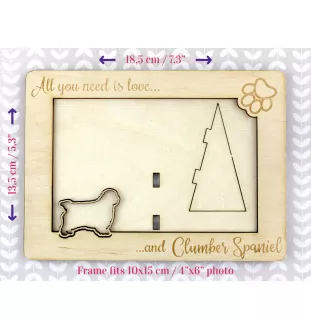 Clumber Spaniel - Photo frame, engraved wooden frame, a lovely gadget for the dog lover by Art-Dog