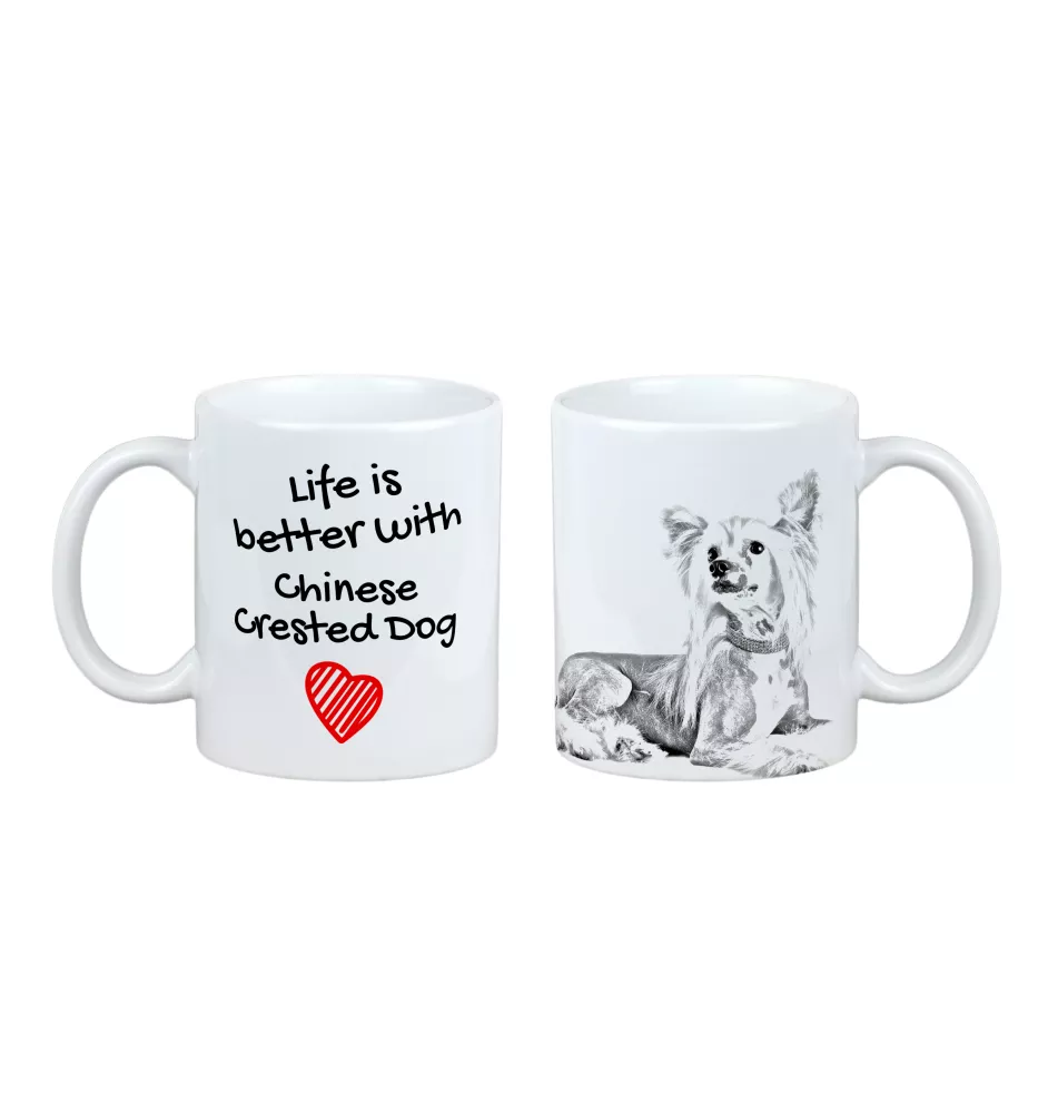 Chinese Crested Dog, Puff - cup with a dog, cup with a photo, personalized gift from the Art-Dog brand