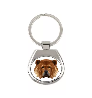 Chow Chow - geometric keychain with a photo and the inscription Art-Dog