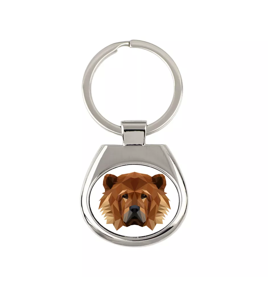 Chow Chow - geometric keychain with a photo and the inscription Art-Dog