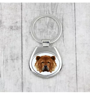 Chow Chow - geometrischer Schlüsselanhänger mit Foto und Aufschrift Art-Dog