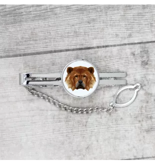Chow Chow - geometric tie clip with a picture and inscription from Art-Dog