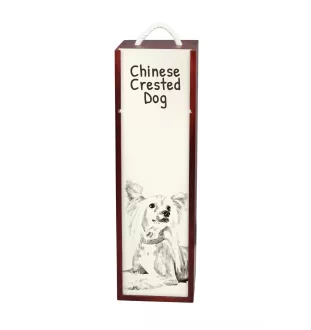 Chien chinois à crête, chien nu chinois - boîte à vin avec chien, boîte à alcool avec graphisme, boîte cadeau personnalisée de la marque Art-Dog