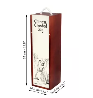 Chien chinois à crête, chien nu chinois - boîte à vin avec chien, boîte à alcool avec graphisme, boîte cadeau personnalisée de la marque Art-Dog