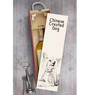Chinesischer Schopfhund - Weinbox mit Hund, Alkoholbox mit Grafik, personalisierte Geschenkbox der Marke Art-Dog