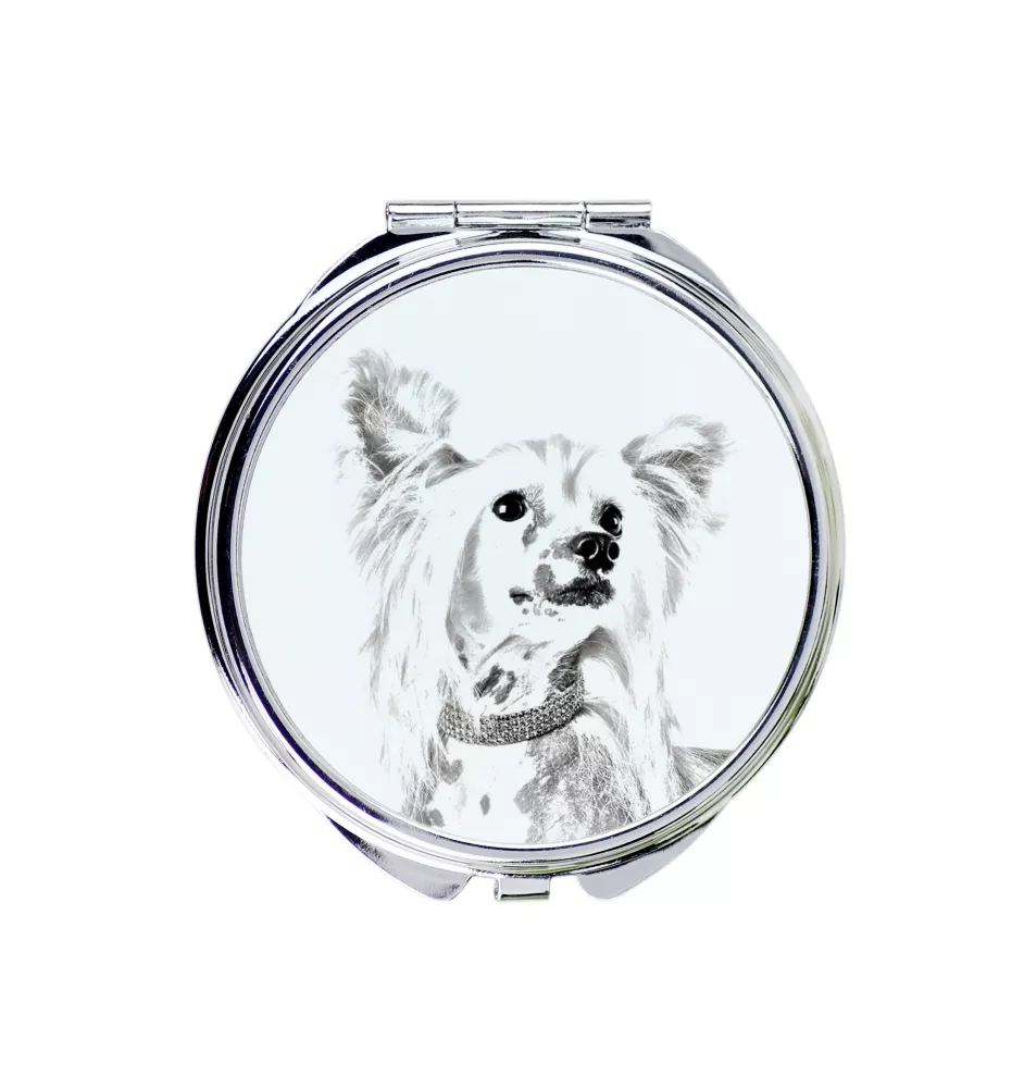 Chien chinois à crête, chien nu chinois - miroir de poche avec chien, miroir personnalisé pour sac à main, miroir compact avec impression de la marque Art-Dog