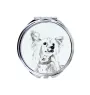 Chinesischer Schopfhund - Taschenspiegel mit Hund, personalisierter Taschenspiegel, kompakter Spiegel mit Art-Dog-Logo