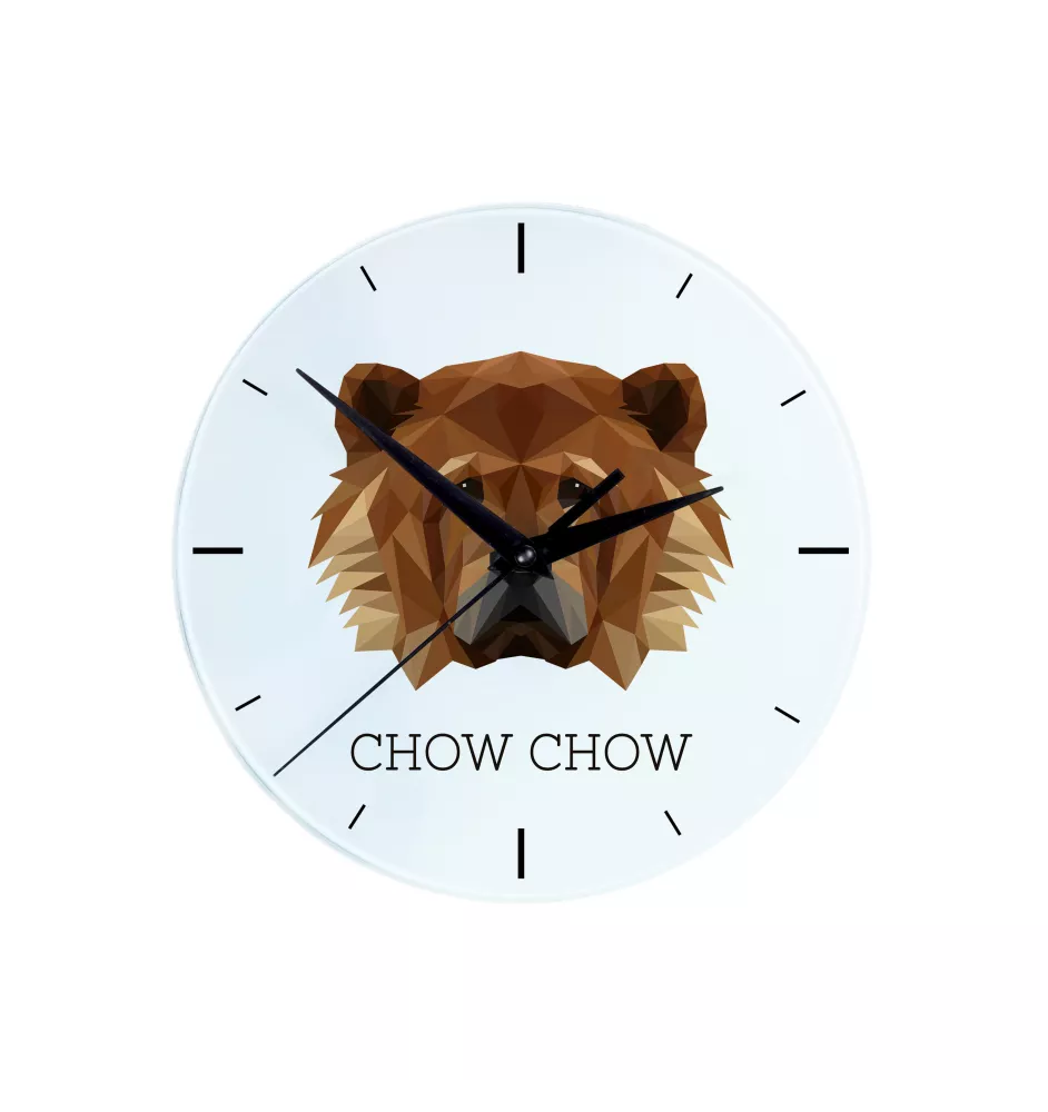Chow Chow - geometric wall clock with a picture and the brand name Art-Dog
