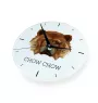 Chow Chow - geometrische Wanduhr mit Bild und Aufschrift der Marke Art-Dog