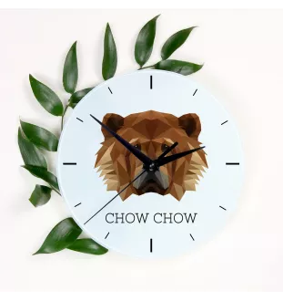 Chow Chow, Chowchow - horloge murale géométrique avec photo et logo de la marque Art-Dog