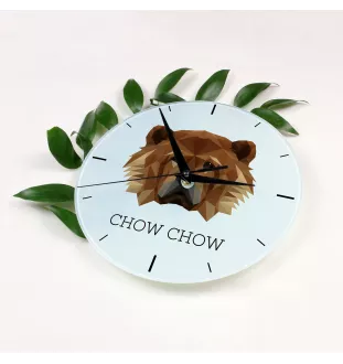 Chow Chow, Chowchow - horloge murale géométrique avec photo et logo de la marque Art-Dog