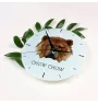 Chow Chow - geometrische Wanduhr mit Bild und Aufschrift der Marke Art-Dog