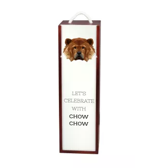 Chow Chow - geometrische Box mit einem Bild und Schriftzug für Wein der Marke Art-Dog