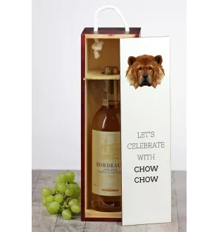 Chow Chow - geometrische Box mit einem Bild und Schriftzug für Wein der Marke Art-Dog