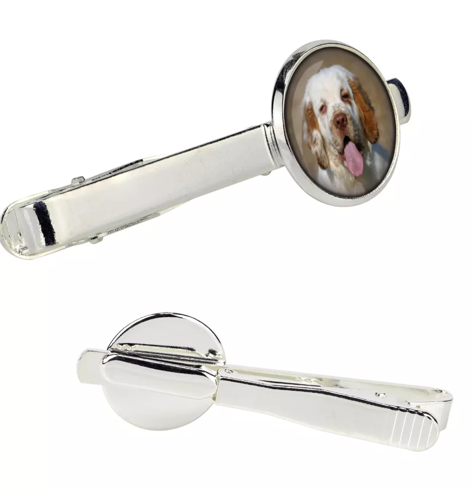 Clumber Spaniel - pince à cravate dans une boîte, cravate élégante, bijoux personnalisés de la marque Art-Dog
