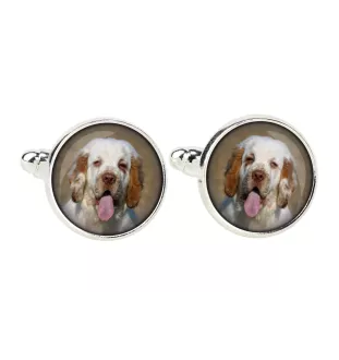 Clumber Spaniel - cufflinks and tie with your photo, a suit decoration, men's jewelry from the Art-Dog brand.