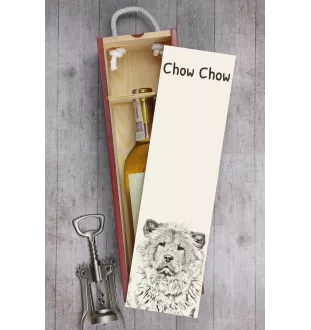 Chow Chow - wine box with a dog, alcohol box with graphics, personalized gift box from the Art-Dog brand