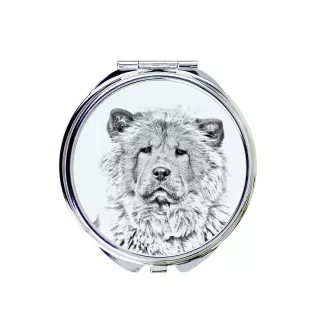 Chow Chow - Pocket mirror with a dog, personalized mirror for a purse, compact mirror with Art-Dog brand print.