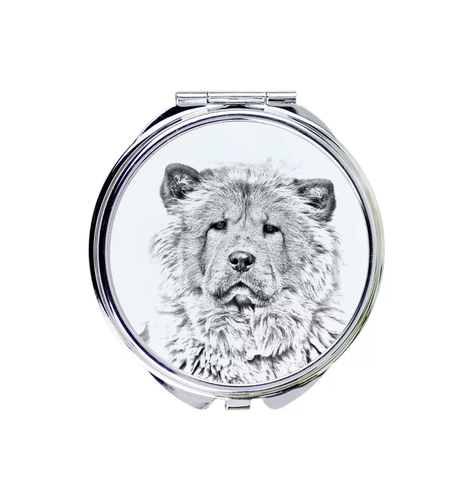 Chow Chow - Pocket mirror with a dog, personalized mirror for a purse, compact mirror with Art-Dog brand print.