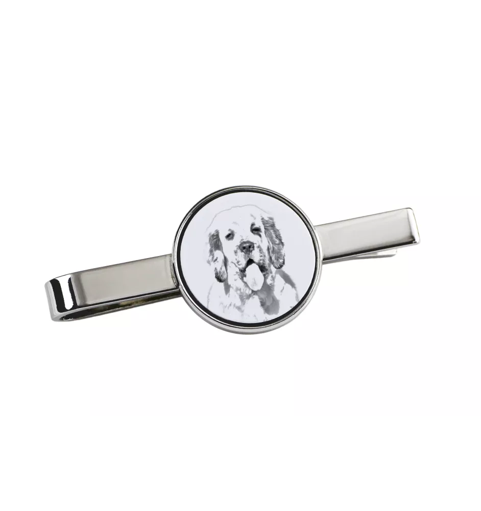 Clumber Spaniel - tie clip with a dog, personalized tie clip, a unique gift for a man from the Art-Dog brand