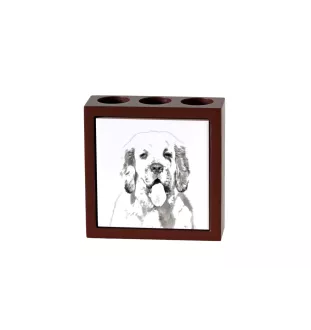 Clumber Spaniel - Stifthalter mit Hund, Schreibtischorganizer mit Aufdruck, personalisierte Schreibtischdekoration der Marke Art-Dog