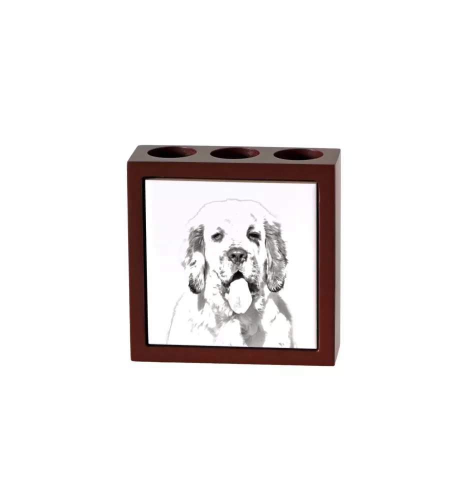 Clumber Spaniel - pen holder with a dog, desk organizer with a print, personalized desk decoration from the Art-Dog brand.